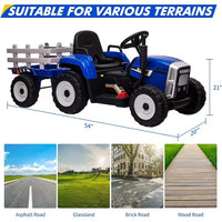 Garvee Ride - P Series: 12V Electric Tractor & Trailer for Kids, 3-6 Yrs - With RC - Blue / 25W