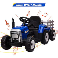 Garvee Ride - P Series: 12V Electric Tractor & Trailer for Kids, 3-6 Yrs - With RC - Blue / 25W