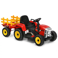 Garvee 12V Kids Ride On Tractor With Trailer & Remote Control, Toddler Electric Vehicle Car, 54in, Red