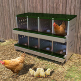 Garvee 8-Compartment Metal Nesting Box – Heavy-Duty Roll Away Egg Design w/Perch & Cover for Poultry Wall/Floor Mount, Green - Dark Green