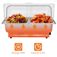 Garvee 9QT(2×1/2Pan) Plat de Chauffe Électrique avec Contrôle de la Température, Serveurs et Chauffe-Plats de Buffet en Acier Inoxydable, Ensemble de Plats de Chauffe Électriques avec Contrôle de la Température pour la Restauration
