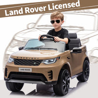 Garvee Ride P Series 12V Kids Ride On Car Land Rover Style Dual Motors 3 Speed Modes 4.5Ah Battery Safety Seatbelt Remote Control Black Outdoor Play - Brown