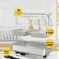 Garvee 9QT(2×1/2Pan) Plat de Chauffe Électrique avec Contrôle de la Température, Serveurs et Chauffe-Plats de Buffet en Acier Inoxydable, Ensemble de Plats de Chauffe Électriques avec Contrôle de la Température pour la Restauration