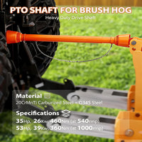 Garvee PTO Drive Shaft 1 3/8" PTO Shaft, 43"-61" Brush Hog PTO Shaft, 6 Spline End Round End PTO Driveline Shaft, Series 4 Tractor for Bush Hog,Finish Mower,Rotary Cutter