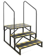 Garvee 3-Step RV Stairs with Double Handrail, Metal Hot Tub Steps, Portable for RVs, Campers, Travel Trailers, Pools, Indoor/Outdoor, Black and Yellow