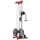 Garvee Wall Mount Cable Machine, LAT Pulldown Machine with Adjustable Pulley System for Home Gym, Cable Crossover Machine with 20 Positions, Weight Pulley System, Cable Towel, Red
