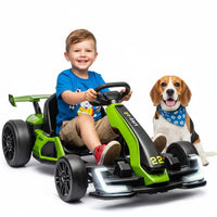 Garvee Ride - G Series: 24V Electric Go Kart, with 300W Strong Motor, Drift/Sport Mode, Big Battery, Eva Tire,Length Adjustment for Outdoor Racing Toy-Green