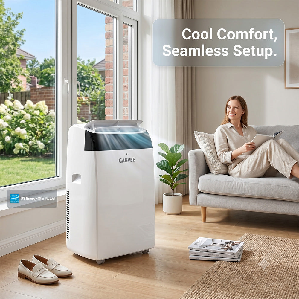 Garvee 14,000 BTU 3-in-1 Portable Air Conditioner with Dehumidifier & Fan, Portable AC Units Cools up to 750 Sq. Ft., Remote Control, Auto Swing, Sleep Mode, White Top
