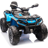 Garvee Ride - P Series: 4 Wheel Kids ATV, Bombardier Licensed 4WD Electric ATV, 12V Ride On Toy Car w/4X200W Motors, 2-Seater, LED Lights, Music, USB, 5 Mph Max Speed For Toddler 3-8, Blue - Blue