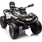 Garvee Ride - P Series: 4 Wheel Kids ATV, Bombardier Licensed 4WD Electric ATV, 12V Ride On Toy Car w/4X200W Motors, 2-Seater, LED Lights, Music, USB, 5 Mph Max Speed For Toddler 3-8, Grey - Grey