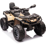 Garvee Ride - P Series: 4 Wheel Kids ATV, Bombardier Licensed 4WD Electric ATV, 12V Ride On Toy Car w/4X200W Motors, 2-Seater, LED Lights, Music, USB, 5 Mph Max Speed For Toddler 3-8, Brown - Brown