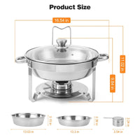 Garvee Chafing Dish for Buffet 2 Pack, 5QT Round Chafing Dishes Buffet Set w/Lid Holder, Stainless Steel Chafers and Food Warmers with Spoon and Tweezers for Parties, Weddings, Events, Banquet, Gold