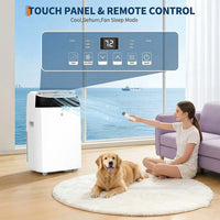 Climatiseur portable Garvee 14 000 BTU avec déshumidificateur et ventilateur, unités de climatisation portables refroidissant jusqu'à 70 m², télécommande, oscillation automatique, mode veille, plateau blanc