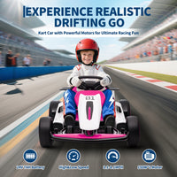 Garvee Ride - G Series: 6+,24V Drift Kart with 2X200W Strong Motor, 7AH Big Battery, Electric Pedals, Electric Go Kart Outdoor Race Toy - Pink