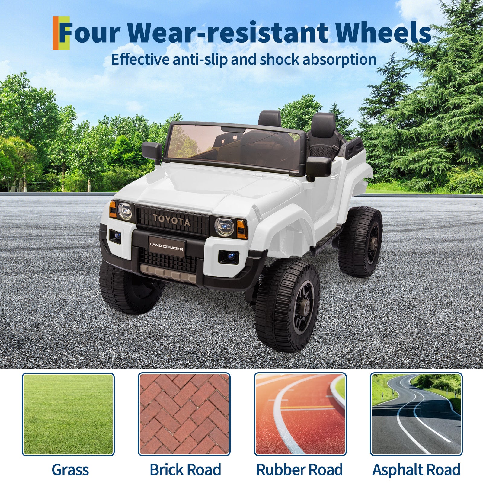 Garvee Toyota Licensed 24V Kids Ride-On Car 2-Seater Electric Off-Road Truck with Remote Control Bluetooth Music LED Lights Working Shovel