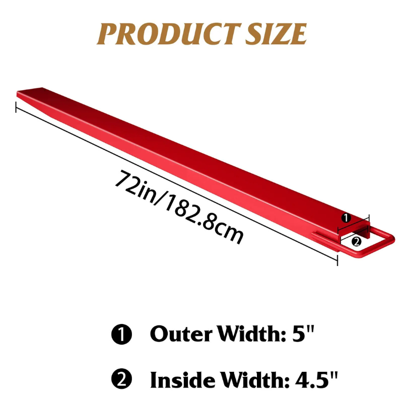 Garvee Forklift Extensions 72 in Length 4.5 in Width Heavy Duty Steel Forklift Attachment Red