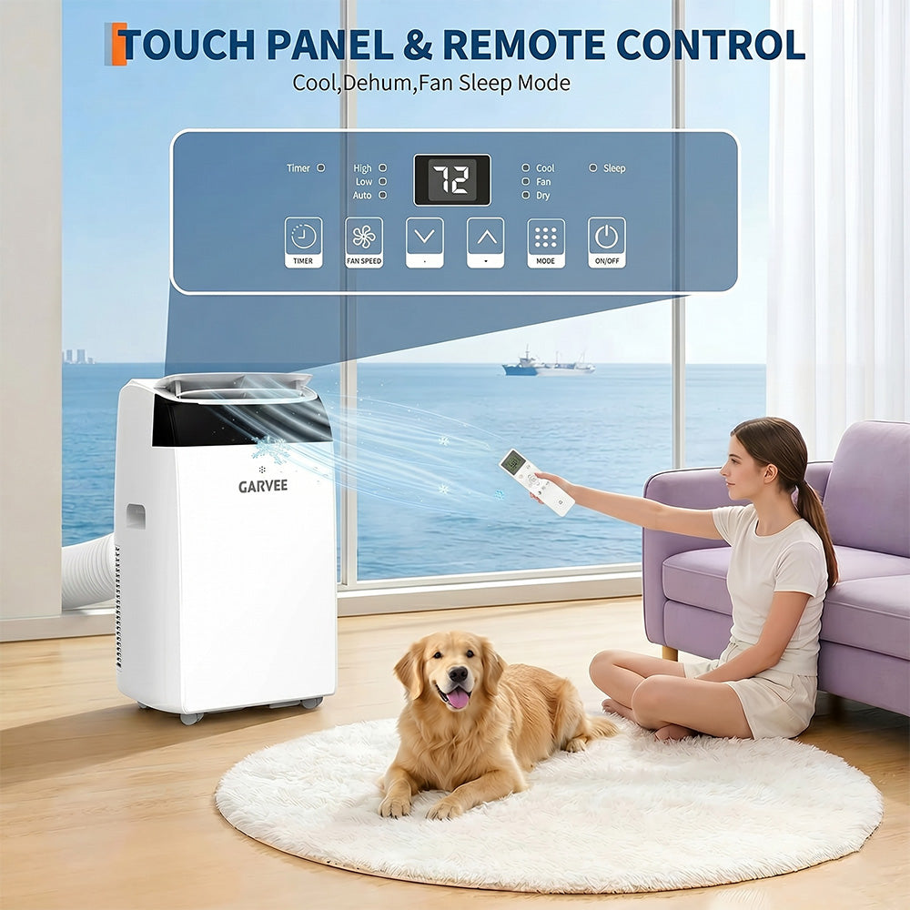 Garvee 14,000 BTU 3-in-1 Portable Air Conditioner with Dehumidifier & Fan, Portable AC Units Cools up to 750 Sq. Ft., Remote Control, Auto Swing, Sleep Mode, White Top