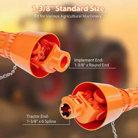 Garvee PTO Drive Shaft 1 3/8" PTO Shaft, 43"-61" Brush Hog PTO Shaft, 6 Spline End Round End PTO Driveline Shaft, Series 4 Tractor for Bush Hog,Finish Mower,Rotary Cutter