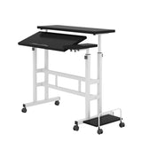 Garvee Small Standing Desk with Wheels, Mobile Adjustable Height Computer Table for Home Office, Portable Rolling Standing Table, Black - Black