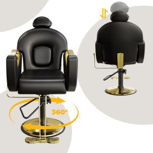 Garvee Hydraulic Reclining Barber Chair for Entryway – 360° Swivel, Adjustable Height, Heavy Duty PU Leather, Comfortable & Easy to Clean, Metal Base, Ideal for Home or Salon Storage – Black