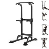 Garvee Power Tower Pull Up Bar and Dip Station Adjustable 300 Lbs Capacity Home Gym Black