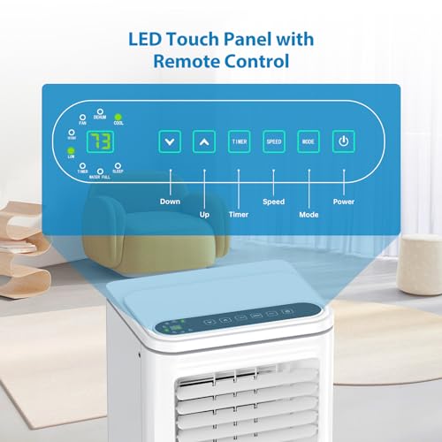 Garvee 10000 BTU Portable Air Conditioner, 3-In-1 AC Unit with Cooling, Dehumidifier & Fan, for Rooms Up to 450 Sq.Ft, Includes LCD Display & Remote Control, for Bedroom, Office, Dorm, White