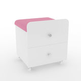 Garvee Vanity Stool Chair with Storage PU Ottoman Lockable Wheels Makeup Room 17.32"x15.16"x17.32" Modern Black - Pink