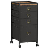 Garvee 4 Drawers Mobile Fabric File Cabinet, Metal Frame, MDF Top, Waterproof, Anti-Corrosive, Rolling Wheels, Home Office - Black