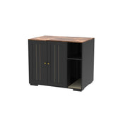 Garvee XL Cat Litter Box Enclosure for Litter-Robot 3 and 4, Black Particle Board Cabinet 39.4"X26"X32.9", 150 lb Top Capacity, 2 AC Outlets and 2 USB Ports, Dog-Resistant Side Entry, Removable Mat, Ventilation and Cable Routing - Black
