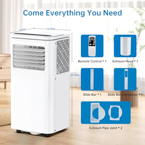 Garvee 10000 BTU Portable Air Conditioner, 3-In-1 AC Unit with Cooling, Dehumidifier & Fan, for Rooms Up to 450 Sq.Ft, Includes LCD Display & Remote Control, for Bedroom, Office, Dorm, White