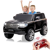 Garvee Ride - P Series: 12V Toyota Land Cruiser Kids' Car: Remote, LED, 3 Speeds, Dual 45W Motors, USB Music, Seat Belt, CPC & ASTM Approved - Black(2) - Black(2)