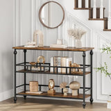 Garvee Console Table, 3-Tier Sofa Tables Narrow Entryway Table with Storage, 43" Behind Couch Table Industrial Hallway Table Home Furniture for Living Room, Foyer, Bedroom, Rustic Brown - Rustic Brown