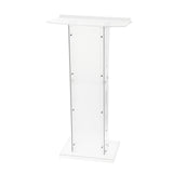 Garvee Acrylic Podium 47 in Tall Clear Acrylic Stand with Storage Shelf for Churches Conferences Speeches Weddings Classrooms - White