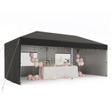 Garvee 10'x20' Pop-Up Canopy Tent - 210D Oxford Fabric Portable Instant Commercial Tent with 4 Sidewalls, Stakes, Ropes & Sandbags for Outdoor Events, Black - Black