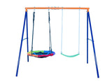 Garvee 200 kg Capacity Swing Set With Adjustable Ropes, Metal A-Frame, Polymer Seat For Garden And Playground, 81/114 cm, Durable Black