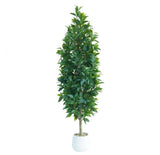 Garvee Artificial Laurel Tree Pencil Shape 150cm - Realistic Leaves & Easy Maintenance - Eco Plastic & Wood - Indoor Outdoor Decor - Pot Included