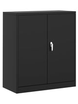 Garvee 35" Metal Storage Cabinet With Lockable Door Adjustable Shelves Steel Wall-Mountable Garage Office Organizer Black - Schwarz