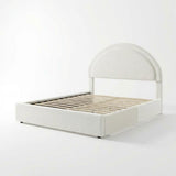 Garvee Queen Size Bed Frame with Storage Drawers, Upholstered Boucle Platform Bed, White, Modern Bedroom Furniture - White