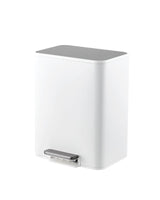 Garvee Space-Saving Bathroom Trash Can 3.4 Gallon Stainless Steel White with Soft-Close Lid & Foot Pedal for Home Office - White