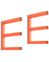 Garvee Lumber Storage Rack Set Of 2 Heavy Duty Steel Wall Mount 3-Tier Wood Organizer Shelves 600LBS Capacity Orange For Shed Workshop Garage