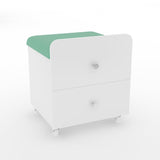 Garvee Vanity Stool Chair with Storage PU Ottoman Lockable Wheels Makeup Room 17.32"x15.16"x17.32" Modern Black - Green