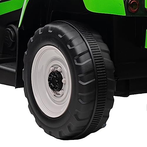 Garvee 12V Kids Ride On Tractor With Trailer & Remote Control, Toddler Electric Vehicle Car, 25W Green, For 3-6 Years