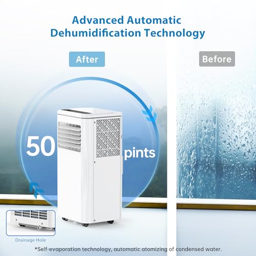Garvee 10000 BTU Portable Air Conditioner, 3-In-1 AC Unit with Cooling, Dehumidifier & Fan, for Rooms Up to 450 Sq.Ft, Includes LCD Display & Remote Control, for Bedroom, Office, Dorm, White