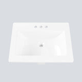 Garvee Semi-Recessed Bathroom Sink Square White Ceramic 21.26x17.72 Inch 3 Faucet Holes 4 Inch Centerset - 852 Square Ceramic White 4” 3-Hole Faucet Mounting Holes