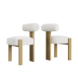 Garvee Modern Boucle Dining Room Chairs Set of 2 with Rubber Wood Legs Ergonomic Curved Back for Dining or Living Room White - White