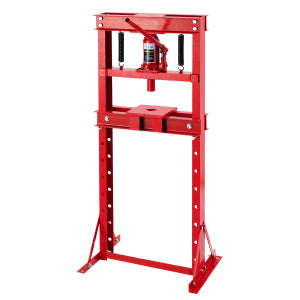 Garvee 12-Ton Hydraulic Shop Press with Press Plates, H-Frame Garage Benchtop Press with Adjustable Working Table, Red