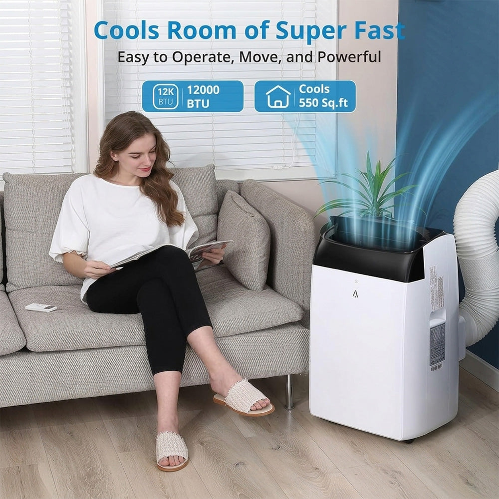 Garvee 14,000 BTU Portable Air Conditioner with Dehumidifier & Fan, Portable AC Units Cools up to 750 Sq. Ft., Remote Control, Auto Swing, Sleep Mode, Black Top
