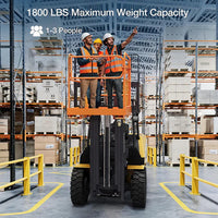 Garvee 36" x 36" Heavy Duty Forklift Safety Cage (1800 LBS Capacity) - Foldable Forklift Man Basket Work Platform for 1-3 People with Protective Guardrail Chain & Drain Holes, High-Visibility Orange