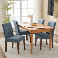 Garvee Parsons Button Tufted Dining Chairs Set of 2 - Upholstered Fabric Kitchen Chairs with Wood Legs & Padded Seats - Living Room Kitchen Furniture Blue