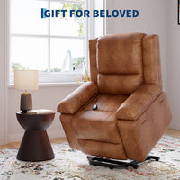 Garvee PU Leather Power Lift Recliner Chair with Massage and Heat, 8-Point Vibration, Adjustable Back and Leg Support, Electric Lift Chair Designed for Mobility Aid Elderly Relaxation, Brown